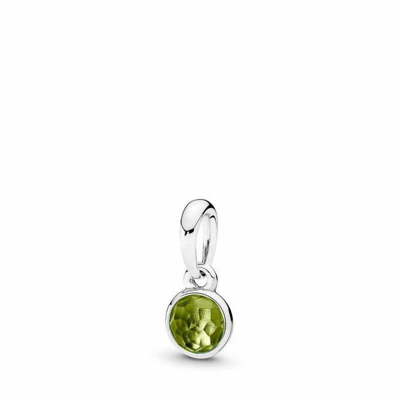 Pandora August Droplet Pendant Ireland - Sterling Silver/Green/Peridot - 964738VNY